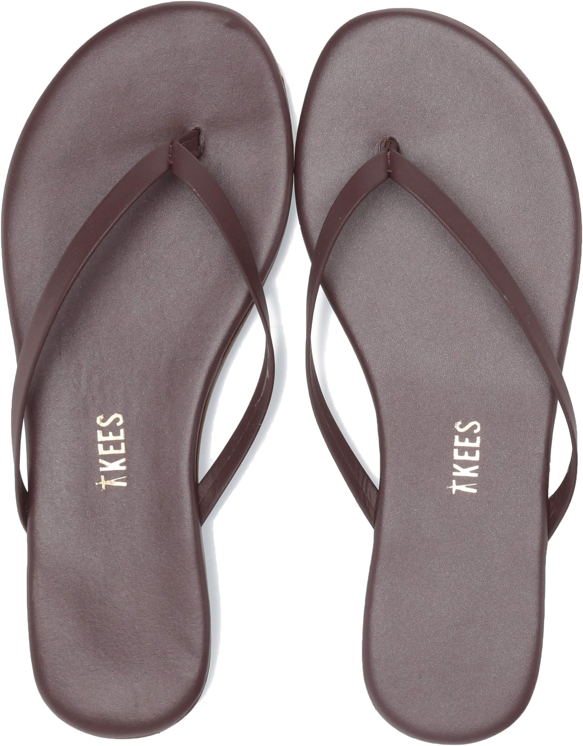 TKEES Women's Foundations Shimmer Leather Thong Sandals Flip Flops