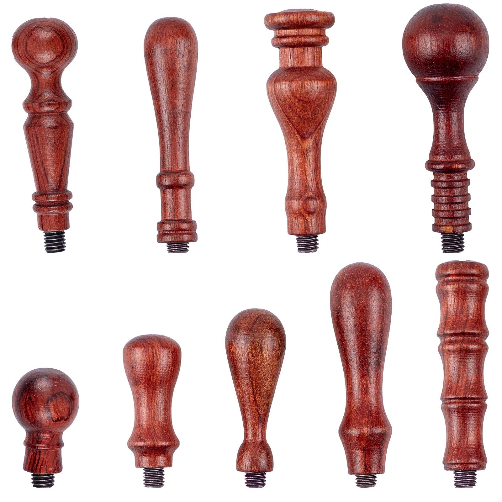 CRASPIRE 9 PCS Wax Seal Stamp Wood Handle Replacement Mixed Styles Handle Only for Vintage Wax Sealing Stamps Removable 7mm Diameter Copper Head Envelopes Invitations Wine Packages