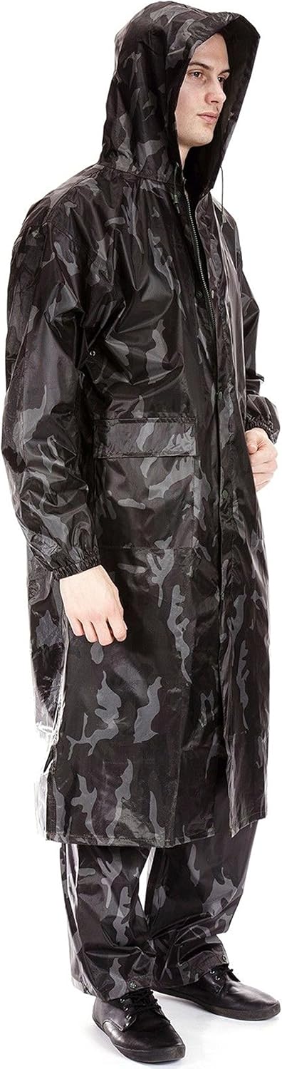 Forever Mens Army Camouflage Waterproof Hooded Lightweight Outdoor PVC Rain Jacket at Amazon Men 