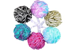 BTYMS 75g/Pc Large Loofahs Shower Sponge, Exfoliating Body Scrubber Shower Scrunchies Mesh Pouf Bath Sponges - Pack of 6