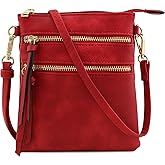 Isabelle Small Lightweight Shoulder Bag for Women, Mini Multi Zipper Pocket Crossbody Handbag with Adjustable strap