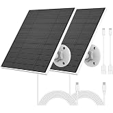 Solar Panel for Eufy Camera, 5W Solar Panel Compatible with Eufycam 3/3C/2/2 Pro/2C/2C Pro/E/E20/E40/L20/L40, Solar Charger for Eufy Camera with USB-C Port, Micro USB Adapter, IP65 Waterproof, 2 Pack