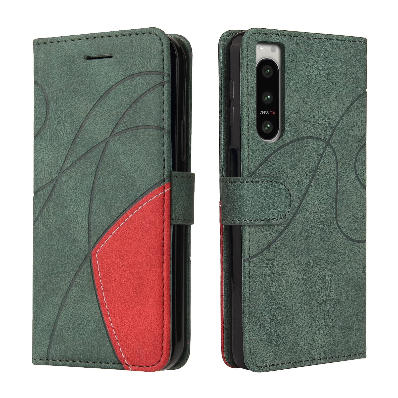 CXTcase for Sony Xperia 5 IV Case,Wallet PU Leather Flip Folio Case Cover with Card Holder Slots Magnetic Closure,Protective Phone Case for Sony Xperia 5 IV,Green