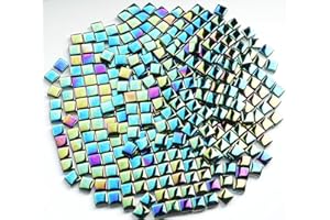 CHICSHIS Iridescent Square Mosaic Tiles for Crafts, 300G Small Crystal Mosaic Glass Pieces Bulk for Mosaic Beginner, 0.41”x0.41” Tile for Art Glass Project, Ideal for Handmade Mosaic Home Decor, Black