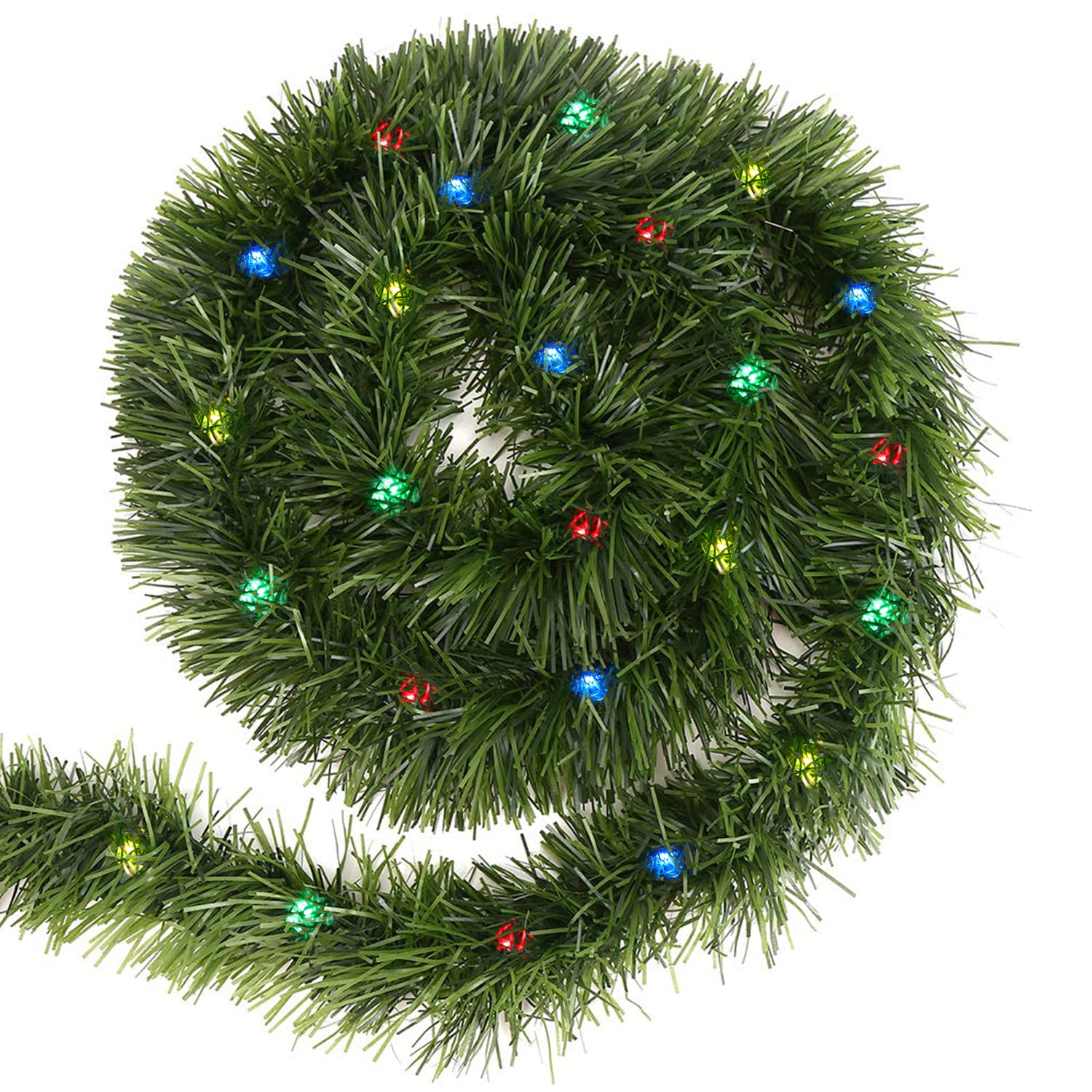Photo 1 of ***TAKES 3 AA BATTERIES*** CCINEE 33 Feet Pre-Lit Christmas Garland, Artificial Soft Greenery Garland Decoration with 100 LED Lights for Christmas Decor Holiday Wedding Decoration