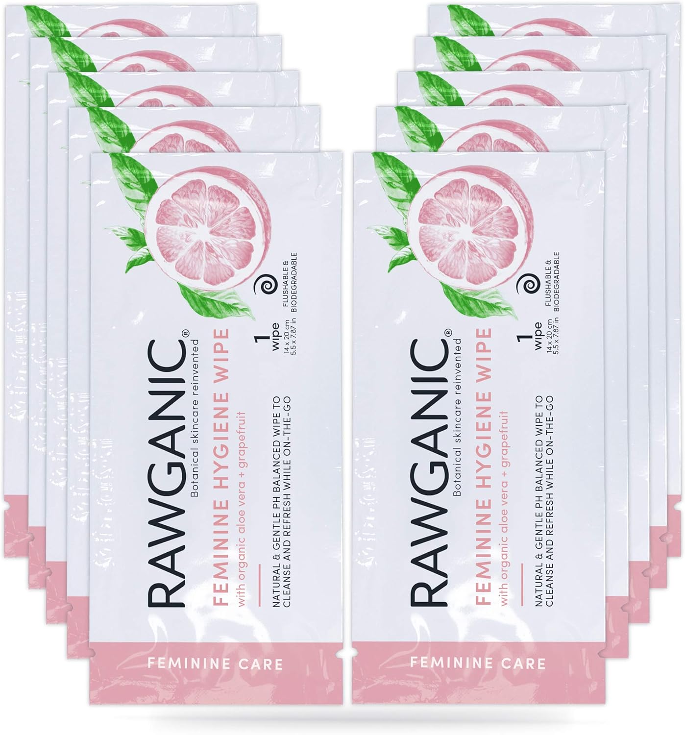 RAWGANIC Organic Intimate Hygiene Wipe Sachets, 1 count (Pack of 10)