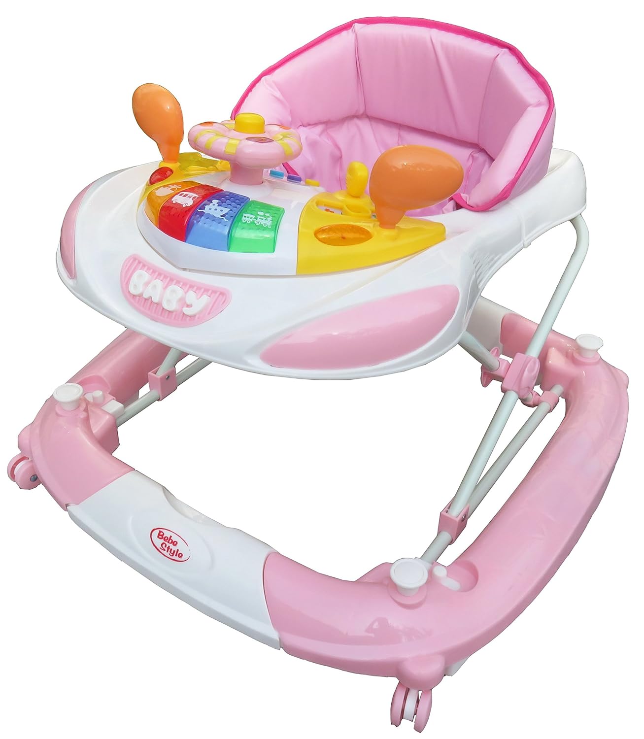 pink racing car baby walker