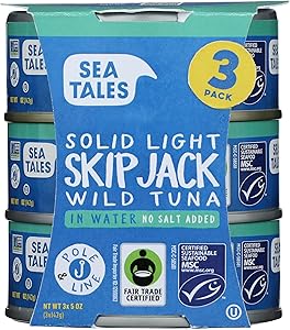 Sea Tales, Tuna Skipjack In Water No Salt, 5 Ounce, 3 Pack