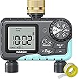 RAINPOINT Sprinkler Timer 2 Outlet, Water Timer for Garden Hose, Drip Irrigation Timer for Yard Outdoor Watering, Rain Delay/Manual/Automatic System Controller Brass Inlet, V2