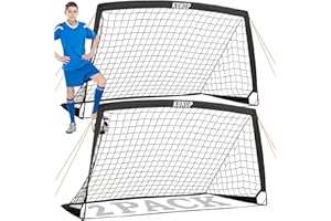 KUNUP Kids Soccer Goals for Backyard, 5×3, 6×4, 9×5FT 2 Pieces Easy Foldable Soccer Practice Net with Portable Carrying Bag for Toddler Youth Adult Soccer Training Equipment Outdoor Sports Game