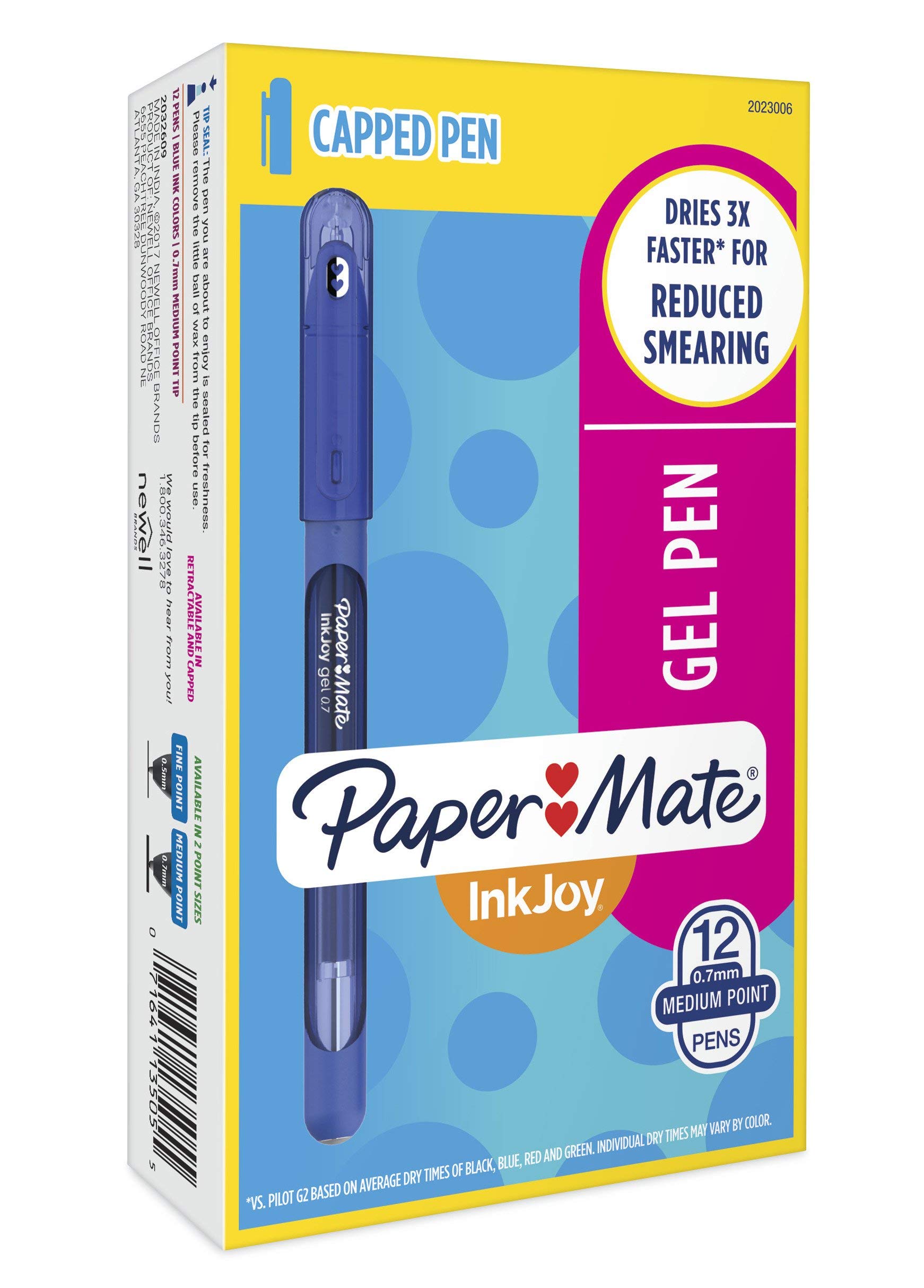 InkJoy Gel Pens, Medium Point (0.7mm) Capped, 12 Count, Dark Blue (2023006) (New Version)