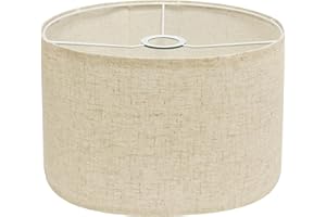 FFKJDM Drum Lamp Shades for Table Lamps 12"x12"x8" Linen Lampshade Easy Assembly Lamp Shade with E27 to E26/E14 Adapters for Floor Lamps Bedside Lamps Pendant Lights, Linen (1.65" Spider)
