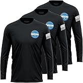3 Pack Custom Dry Fit Long Sleeve Shirts for Men, Add Your Custom Logo Front & Back Printing, Moisture Wicking Sun Protection UV Workwear T-Shirts Black