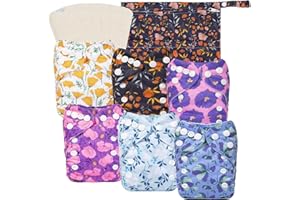 babygoal Newborn Cloth Diapers Pack of 13 for 5-12lbs Preemie Girl, Cloth Diaper Covers 6 Pack with 6pcs Inserts and Wet Bag, Reusable Washable & Waterproof