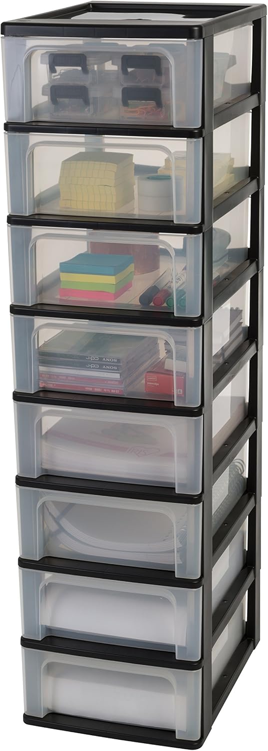 Iris Organizer Chest OCH-2008 Schubladencontainer-/ schrank, Kunststoff, schwarz / transparent, 35,5 x 26 x 96,5 cm