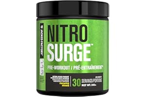 NITROSURGE Pre Workout Supplement - Endless Energy, Instant Strength Gains, Clear Focus, Intense Pumps - Nitric Oxide Booster