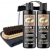 Leather Care Kit, Bick 1 Leather Cleaner, Bick 4 Conditioner, Brush &amp; Cloth | Made in USA, For Shoes, Furniture, Jackets, Auto Interiors, Apparel &amp; Accessories