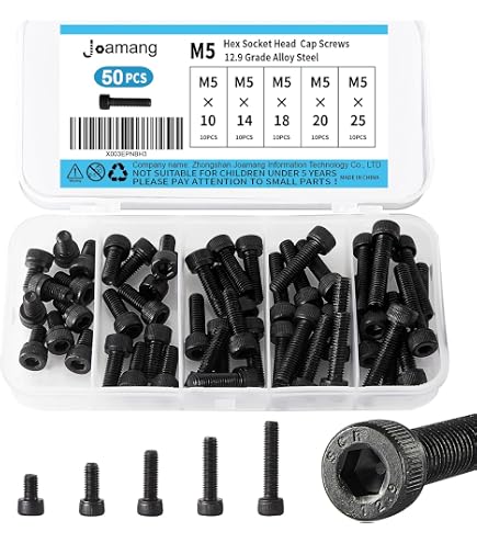 Lot De 10 Vis à Tête Cylindrique Creuse Hexagonale - M6x75mm - Acier 12.9 Noir - Uxcell