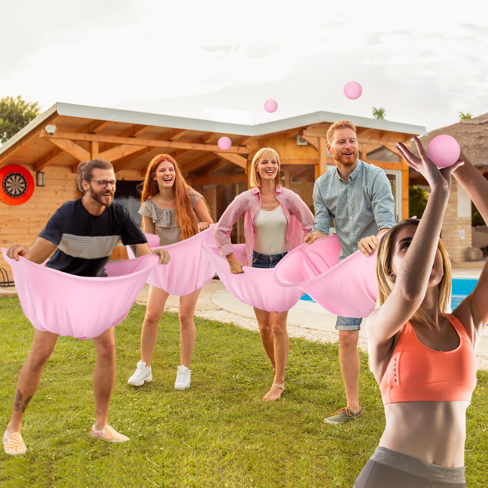 Photo 1 of WinnerWhy 4sets Baby Shower Games Bridal Shower Games Funny Activities Balls Included Funniest Baby Game Ever for Boy or Girl How Many Plushies Can You Catch in Your Diaper (Pink)