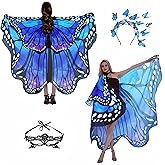 Sunlisky Halloween Costumes Women Adult Butterfly Costume Wings Cape with Lace Mask and butterfly Headband