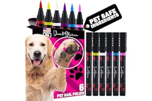 Jim&Gloria PAW-SAFE Dog Nail Polish Pen Set, Dark Or Light Nails No Odor Quick Dry, 6 Colors Pens, Ideal Gifts for Small or Big Girl Dog Accessories, Pet Costume, Birthday Supplies, Pet Grooming Kit