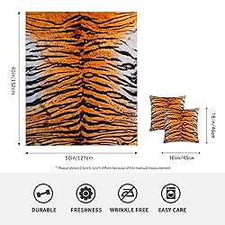 WIBUE Tiger Throw Blanket 80"x60" with 2 Pcs Pillow