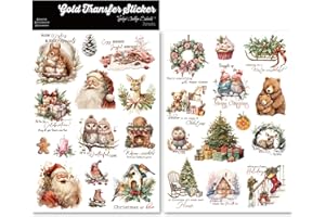 CATaireen Crystal Rub On Transfer Stickers Vintage UV-DTF Cold Decals Craft Supplies for Glass Acrylic Wood Stone (Christmas)