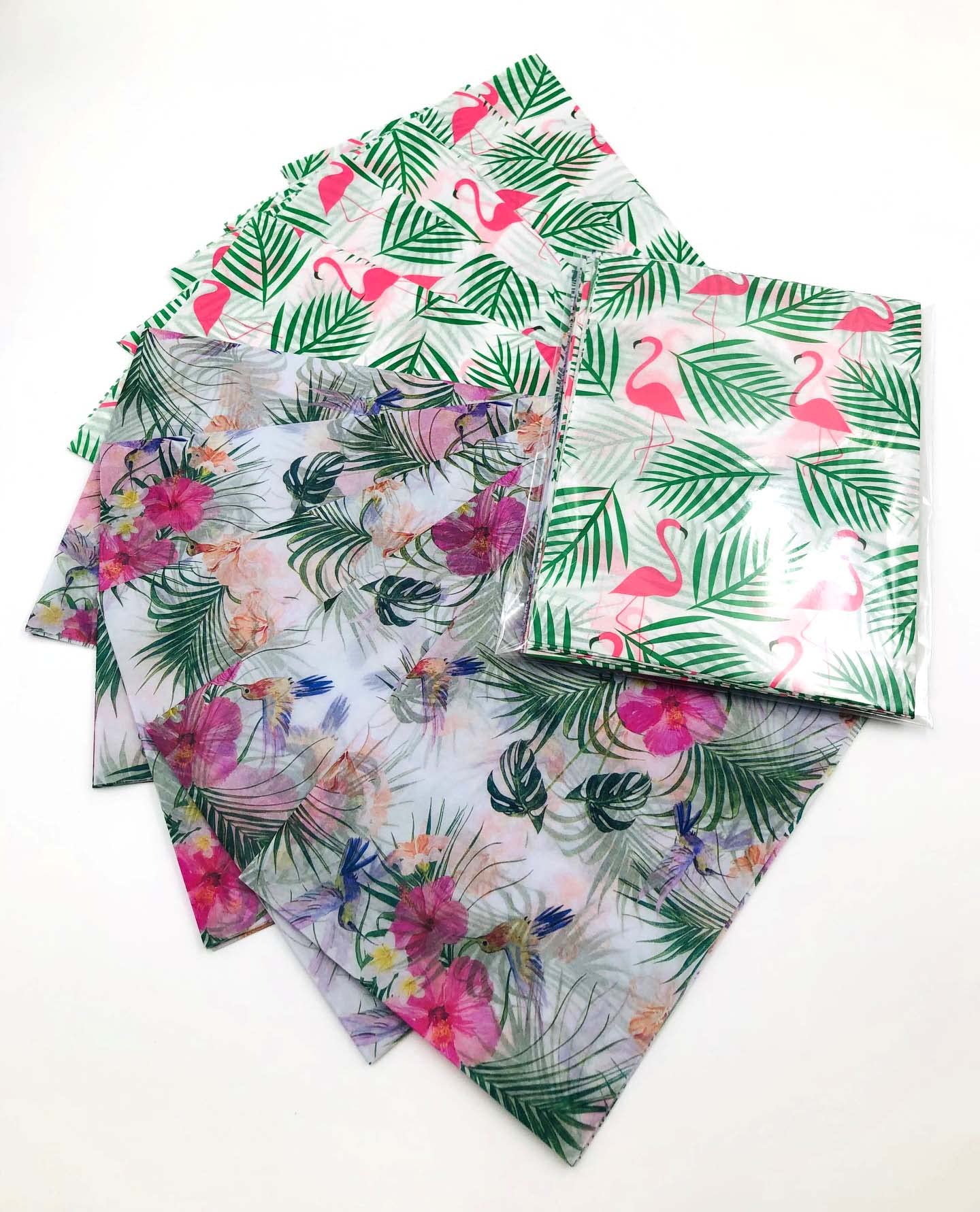 Pretty Flamingo and Humming Birds Tissue Wrapping Paper Sheets (Multi-Coloured Designs) for Wrapping Gifts, decoupage and Crafts - 10 Pack - 5 Sheets of Each Tissue