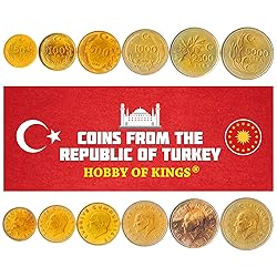 Set of 6 Coins from Turkey. 50-5000 Lira. 1988-1994