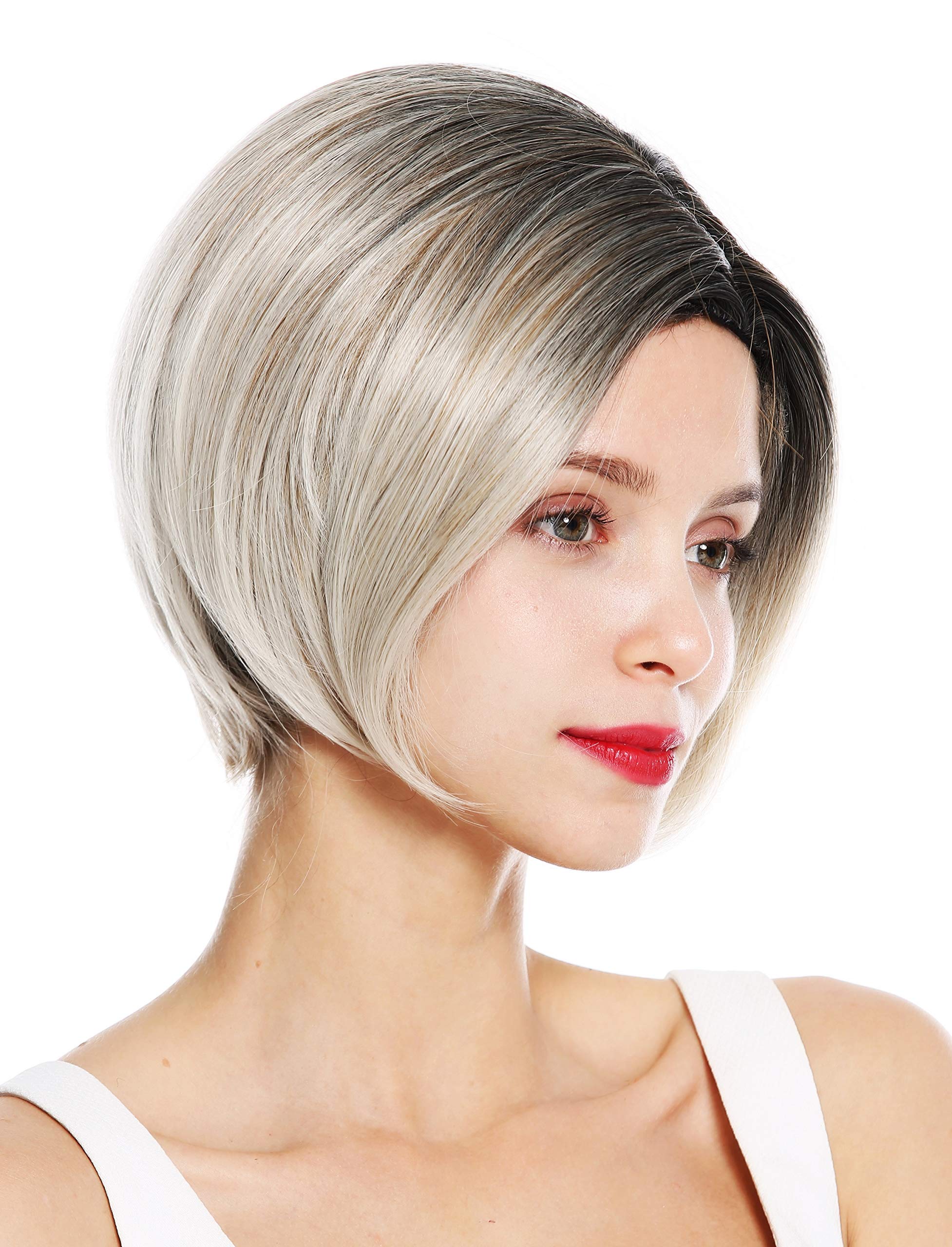 WIG ME UP - 1940-27T60R women's quality wig short sleek bob parting ombre dark hairline blonde highlights