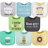 The Peanutshell Baby Boy or Girl Terry Bibs Set of 8-100% Cotton, Soft, Absorbent Baby Bibs, Unisex Toddler Boy or Girl Set, Newborn & Infant - Han-Gry