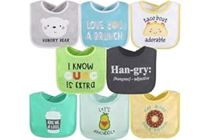 The Peanutshell Baby Boy or Girl Terry Bibs Set of 8-100% Cotton, Soft, Absorbent Baby Bibs, Unisex Toddler Boy or Girl Set, 