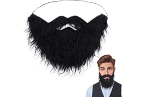 Yan Dream Fake Beard and Mustache with Elastic Band for Men Cosplay Halloween Fake Beard Facial Hair for Costume Party