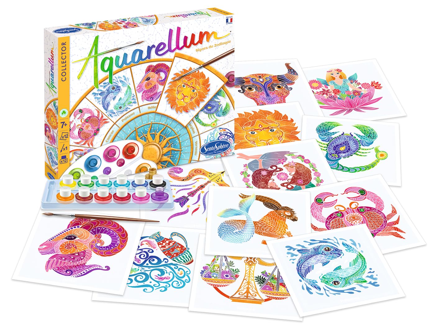 Sentosphère – Aquarellum Zodiaque - Collector's Edition - Discover the 12 Zodiquaes - Creative activity to do alone or with others - from 7 years old