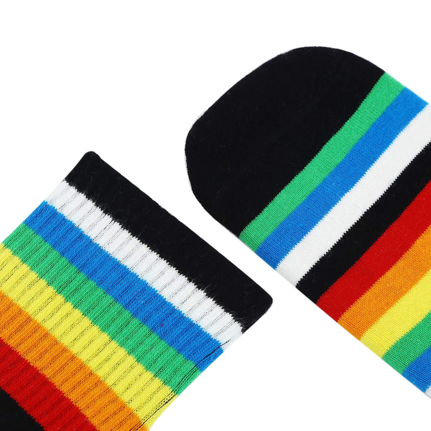 Sallcks Rainbow Socks Womens Stripes Cotton Crew Socks Colorful Hipster Dress Socks