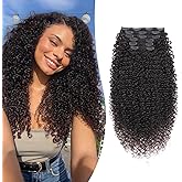 MORICHY Curly Clip In Hair Extensions 6pcs Natural Soft 3C 4A Kinky Curly Clip Ins Full Head for Women 100% Pure Protein Silk Natural Soft Hair Extensions