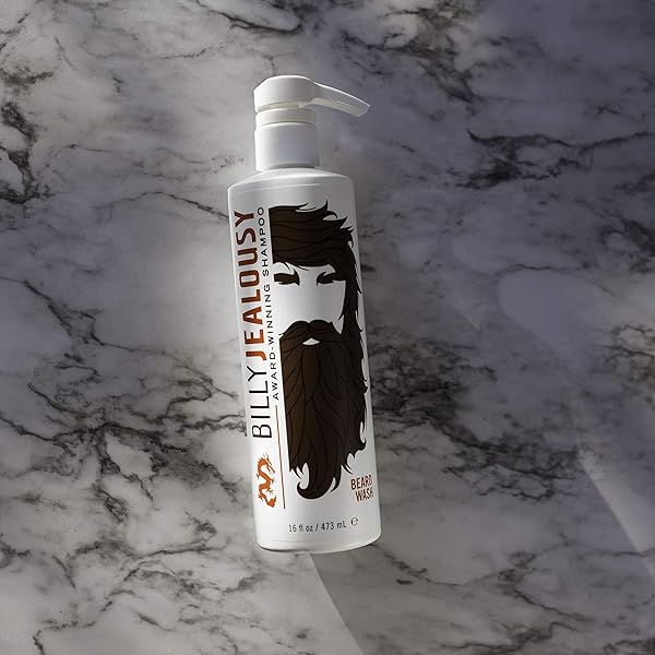 BILLY JEALOUSY BEARD WASH FOR SMOOTH, MANAGEABLE & FRIZZ-FREE FACIAL HAIR, BEARD CARE ENRICHED WITH HYDRATING ALOE & STRENGTHENING & CONDITIONING GREEN TEA EXTRACT, 16 FL OZ