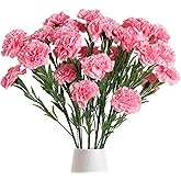 IPOPU Pink Carnations Artificial Flowers 6PCS 30 Heads Silk Carnations 27.56in Artificial Flowers with Stems for Wedding Home Table Centerpieces Floral Arrangements(Pink)