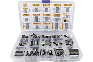 3PDT XL IC Chip Assortment 150 pcs, opamp, oscillator, pwm, PC817, NE555, LM358, LM324, JRC4558, LM393, LM339, NE5532, LM386, TDA2030, TDA2822, PT2399, UC3842, UC3843, ULN2003, ULN2803, 7660, Sockets