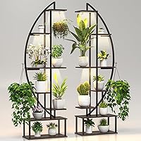 BLAZPATH Plant Stand Shelf Rack Indoor with 6 Built in Grow Light, 7 Tiered 65" Tall Black Large Lighted Half Moon Curved Pla