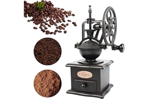 LITAITAI Coffee Grinder,Wooden Coffee Bean Grinder Manual Coffee Grinder Roller, Antique Coffee Mill with Cast Iron Hand Crank for Making Mesh Coffee, Decoration, Best Gift (Black (four deformation base))