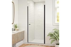 Lyngins Shower Door 23-24 in W x 72 in H Pivot Glass Shower Door with 1/4" ANSI/SGCC Tempered Glass and PVC Magnetic Seal for Bathing Area, Reversible Installation, Matte Black