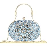 MAIRLOM Rhinestone Clutch Purses for Women Evening Wedding Formal Round Pearl Clasp Handbag for Party Prom
