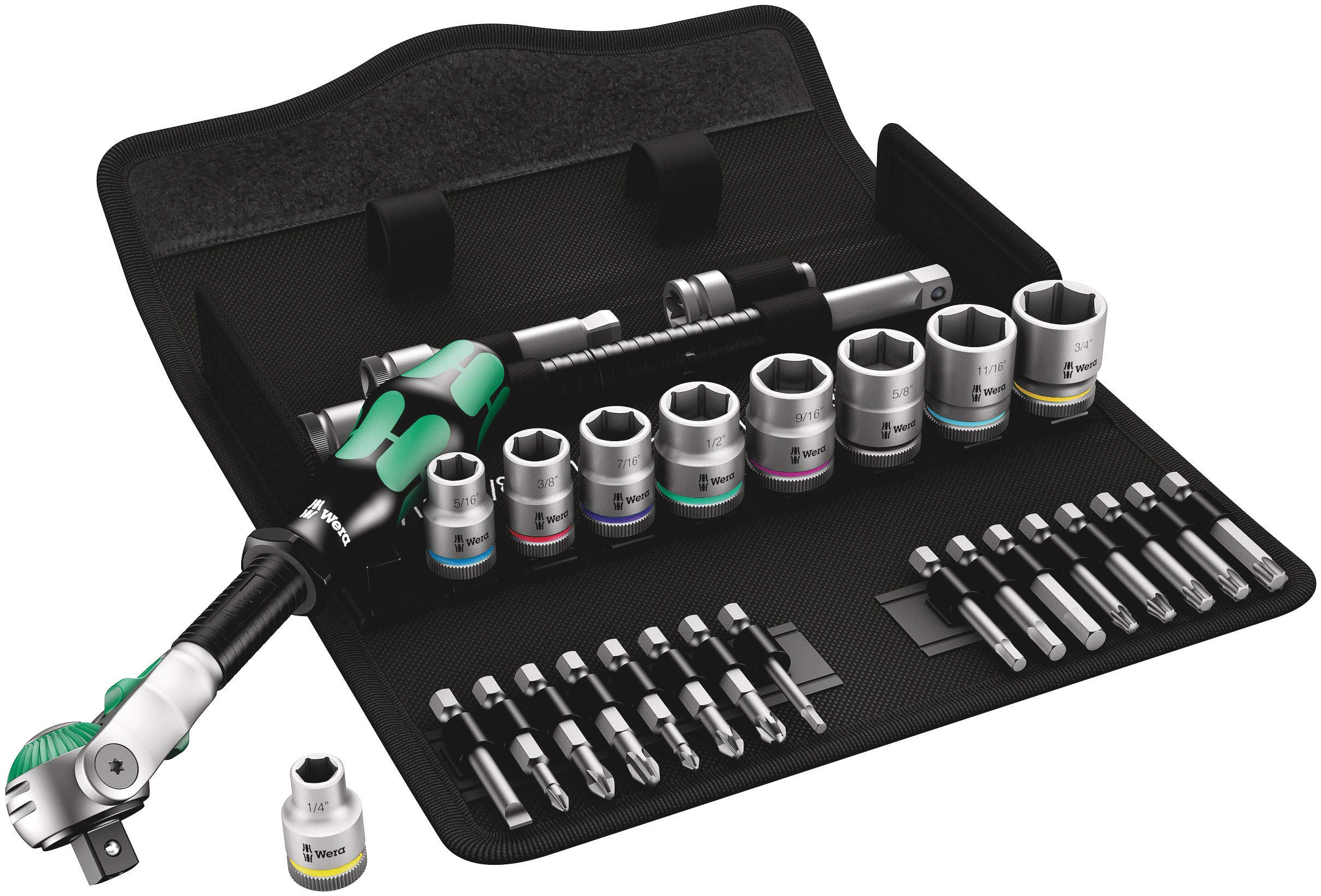 Wera 05004049001 3/8-inch Drive Zyklop 8100 SB9 Metal-Speed Multi-Function Ratchet and Socket Set (28 Pieces)