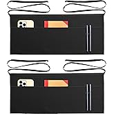 TOSHE Waist Apron with 3 Pockets Waterdrop Resistant Premium Cotton Waitress Apron 10 Color Option Server Apron Chef Apron (2 Pack - Black)