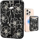 Shorogyt Compatible with Magsafe Wallet Magnetic Card Holder - Line Flower Phone Wallets for Women Teen Girls Cute for iPhone 17/16/15/14/13/12 Series Slim for Apple Mag RFID Magnet, Fit 3 Cards