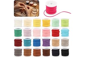 137.5 Yards Faux Suede Leather Cord for Jewelry Making, 25 Colors 2mm x 3mm Flat Leather Strips Suede Lace String for DIY Bra