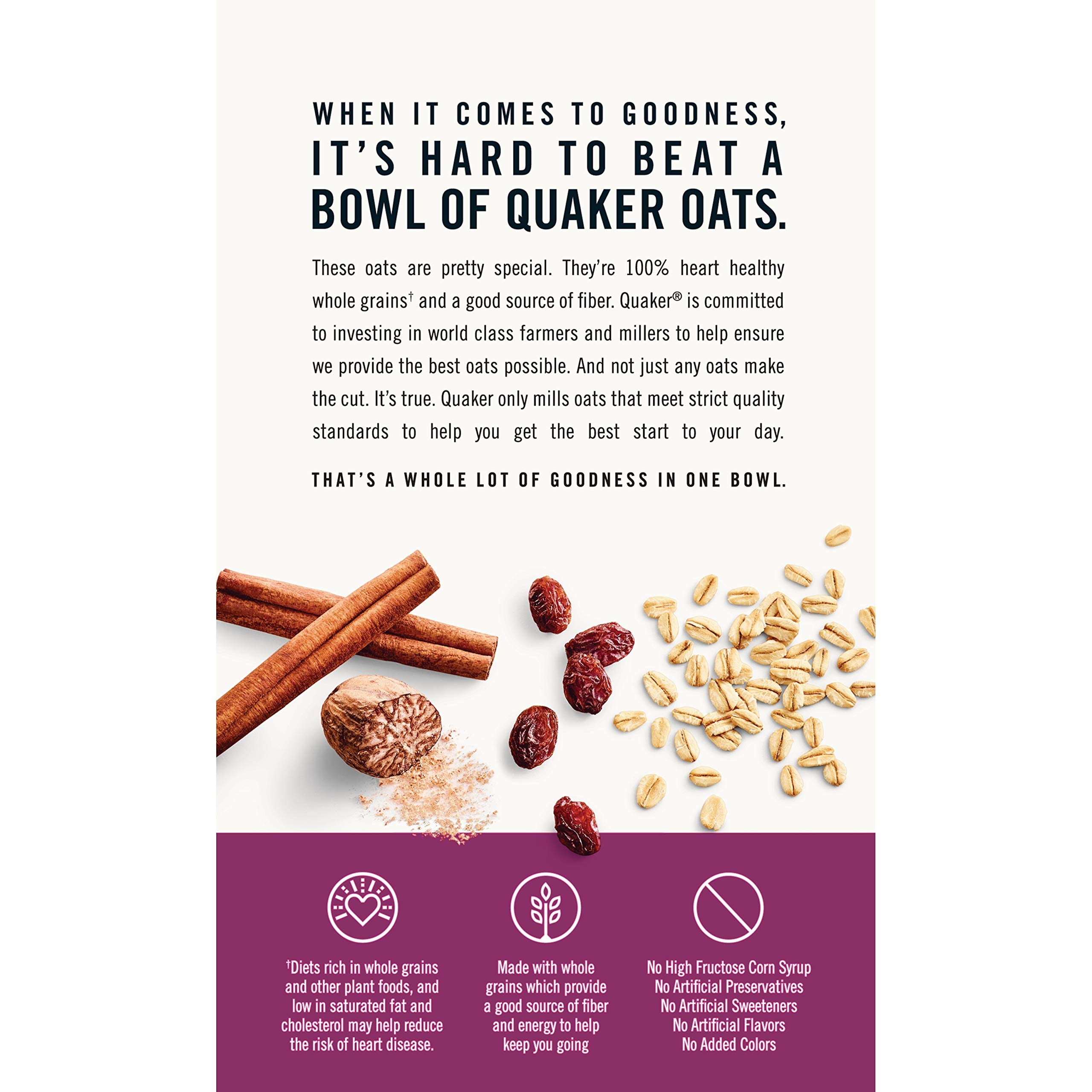 Quaker Instant Oatmeal, Raisin & Spice, Breakfast Cereal, 10 Count , 1.