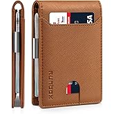 RUNBOX Slim Wallets for Men - Leather Money Clip Mens Wallet - RFID Blocking Front Pocket Bifold Wallet - Thin Credit Card Holder with Gift Box