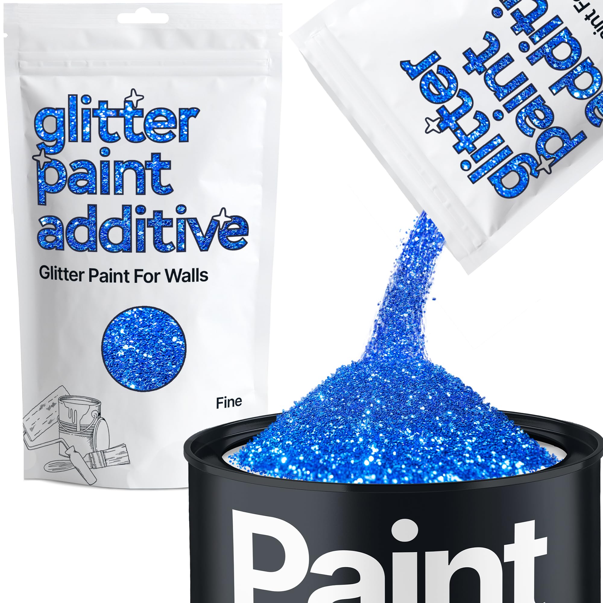 Hemway Sapphire Blue Glitter Paint Additive Fine 100g for Adding Sparkle to Paints & Varnish | Paint Walls Sparkly Add to Emulsion, Acrylic or Lacquer Indoor